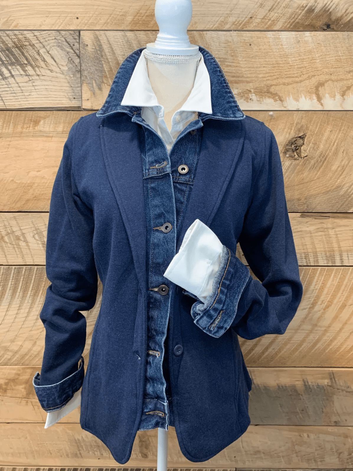 Pearly Vine Women's Jackets Denim/Navy / Extra Small Pearly Vine Lucy Sweatshirt Denim Blazer