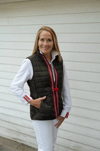 Pearly Vine Women's Vest Black/White/Red / M Pearly Vine Maggie May Puffer Vest