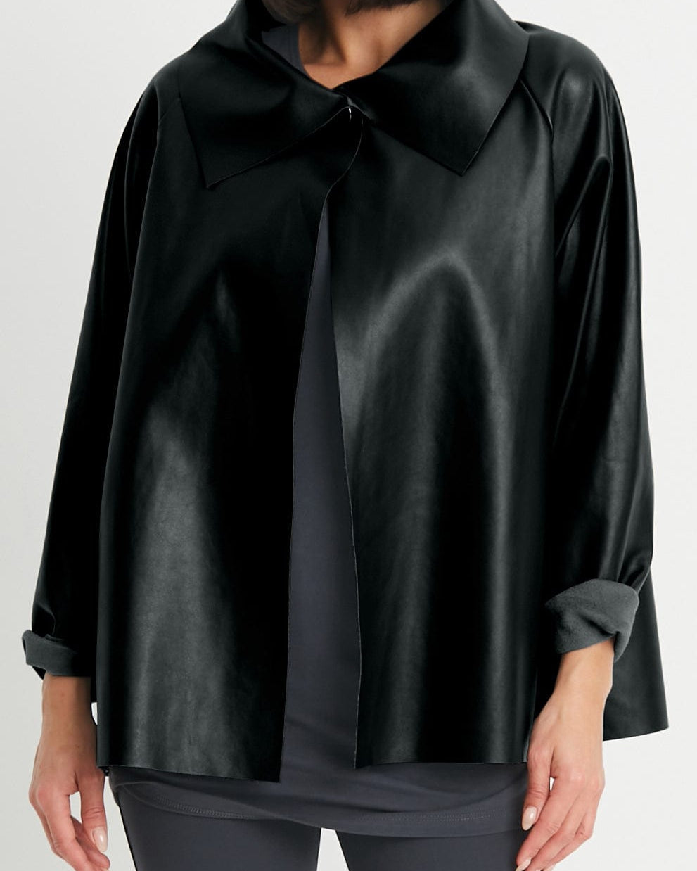 PLANET by Lauren G Women's Jackets Black / 2 Planet Vegan Leather Shirttail Jacket