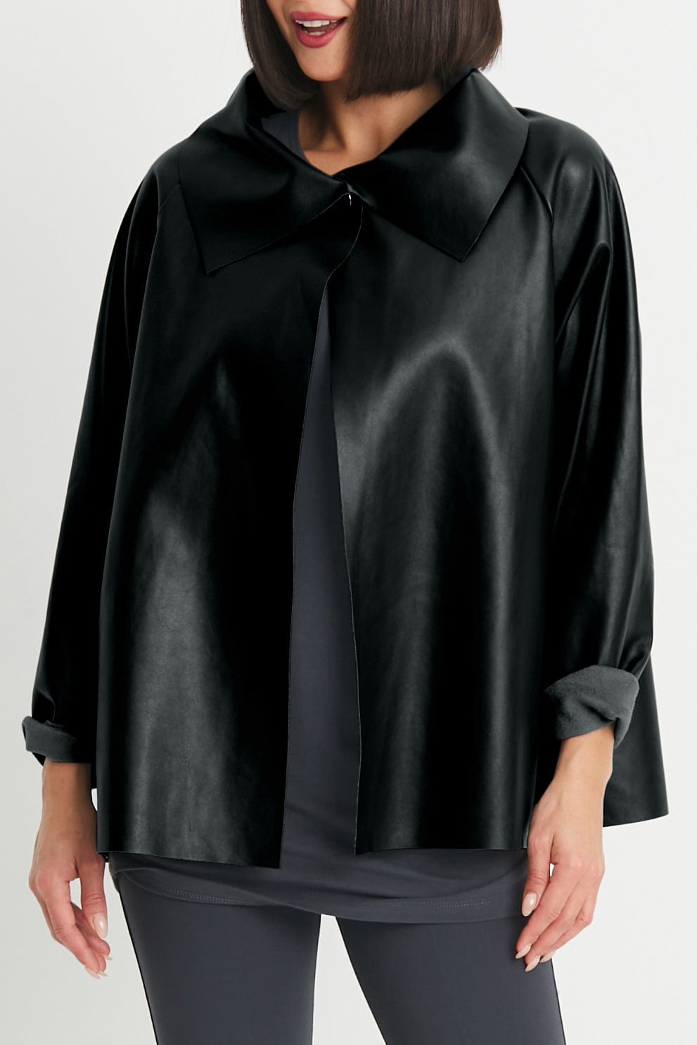 PLANET by Lauren G Women's Jackets Black / 2 Planet Vegan Leather Shirttail Jacket