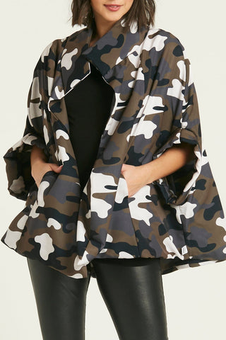 Planet by Lauren G Women's Jackets Camo / One Size Planet by Lauren G Chic Cape