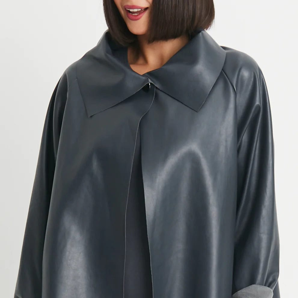 PLANET by Lauren G Women's Jackets Obsidian / 1 Planet Vegan Leather Shirttail Jacket