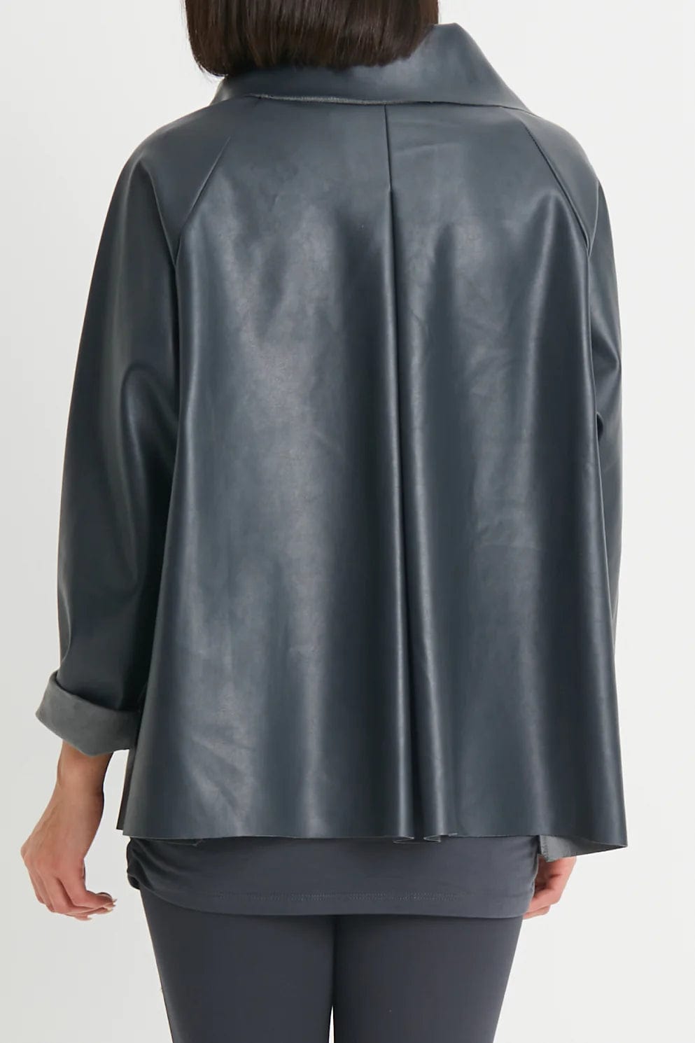 PLANET by Lauren G Women's Jackets Obsidian / 1 Planet Vegan Leather Shirttail Jacket