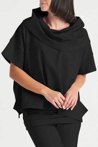 PLANET by Lauren G Women's Shirts & Tops Black / 1 Planet Scuba Drape Neck Top