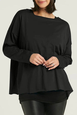 PLANET by Lauren G Women's Shirts & Tops Black / O/S Planet Pima Cotton Luxury Boxy Tee