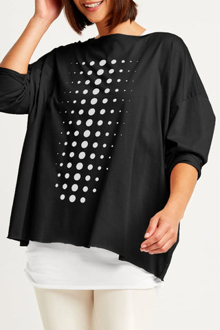 PLANET by Lauren G Women's Shirts & Tops Black/White / O/S Planet Dot Dot Dot Luxury Boxy T