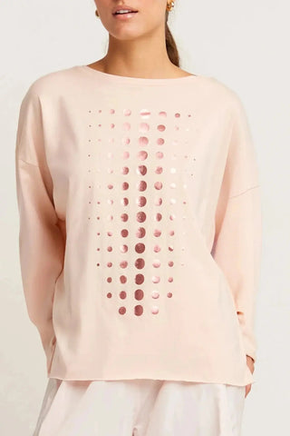 PLANET by Lauren G Women's Shirts & Tops Blush/Rose Gold / O/S Planet Pima Cotton Metallic Dot Dot Boxy Tee