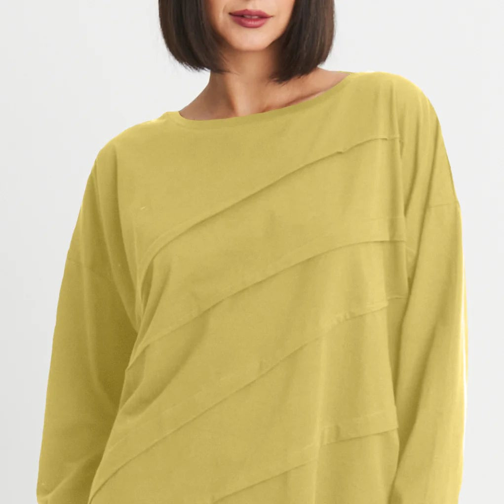 PLANET by Lauren G Women's Shirts & Tops Chartreuse / One Size Planet Pima Cotton Tucked Boxy Tee