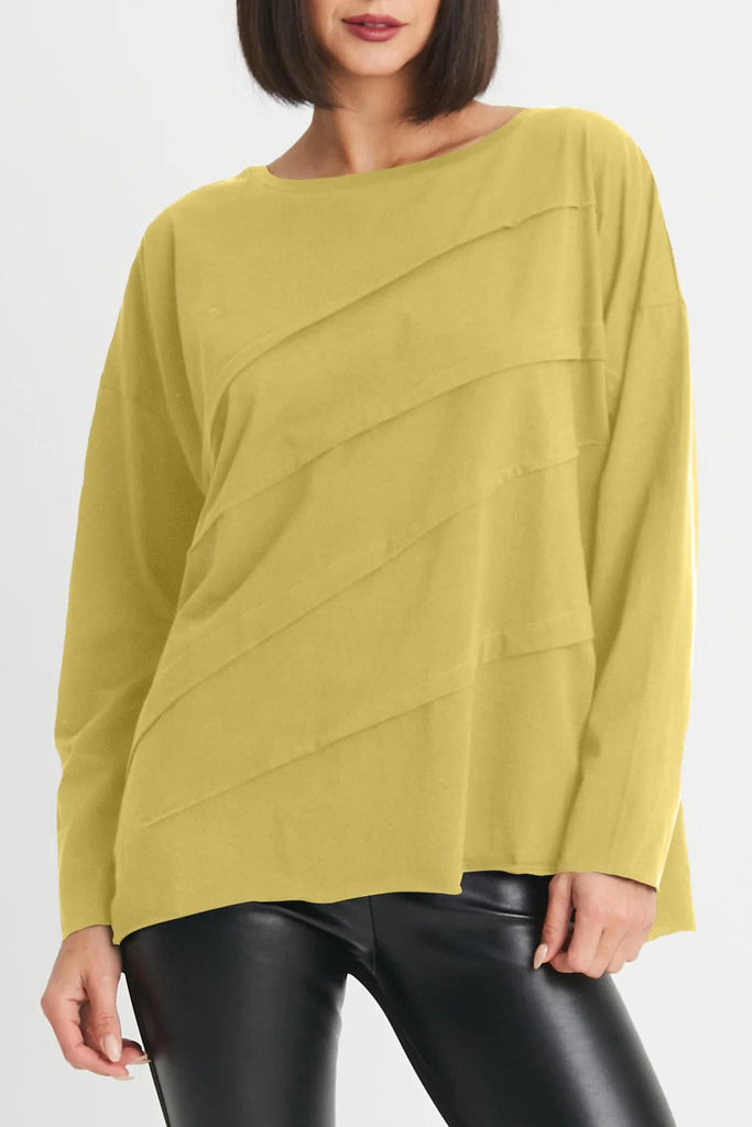 PLANET by Lauren G Women's Shirts & Tops Chartreuse / One Size Planet Pima Cotton Tucked Boxy Tee
