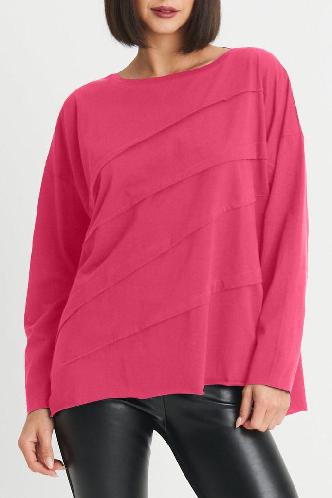 PLANET by Lauren G Women's Shirts & Tops Lipstick / One Size Planet Pima Cotton Tucked Boxy Tee