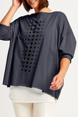 PLANET by Lauren G Women's Shirts & Tops Midnight/Black / O/S Planet Dot Dot Dot Luxury Boxy T