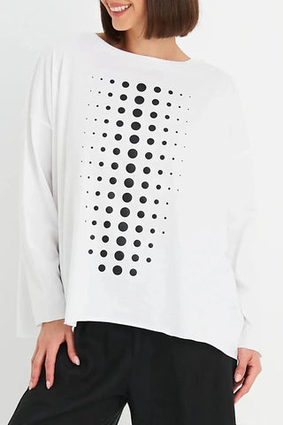 PLANET by Lauren G Women's Shirts & Tops White/Black / O/S Planet Dot Dot Dot Luxury Boxy T