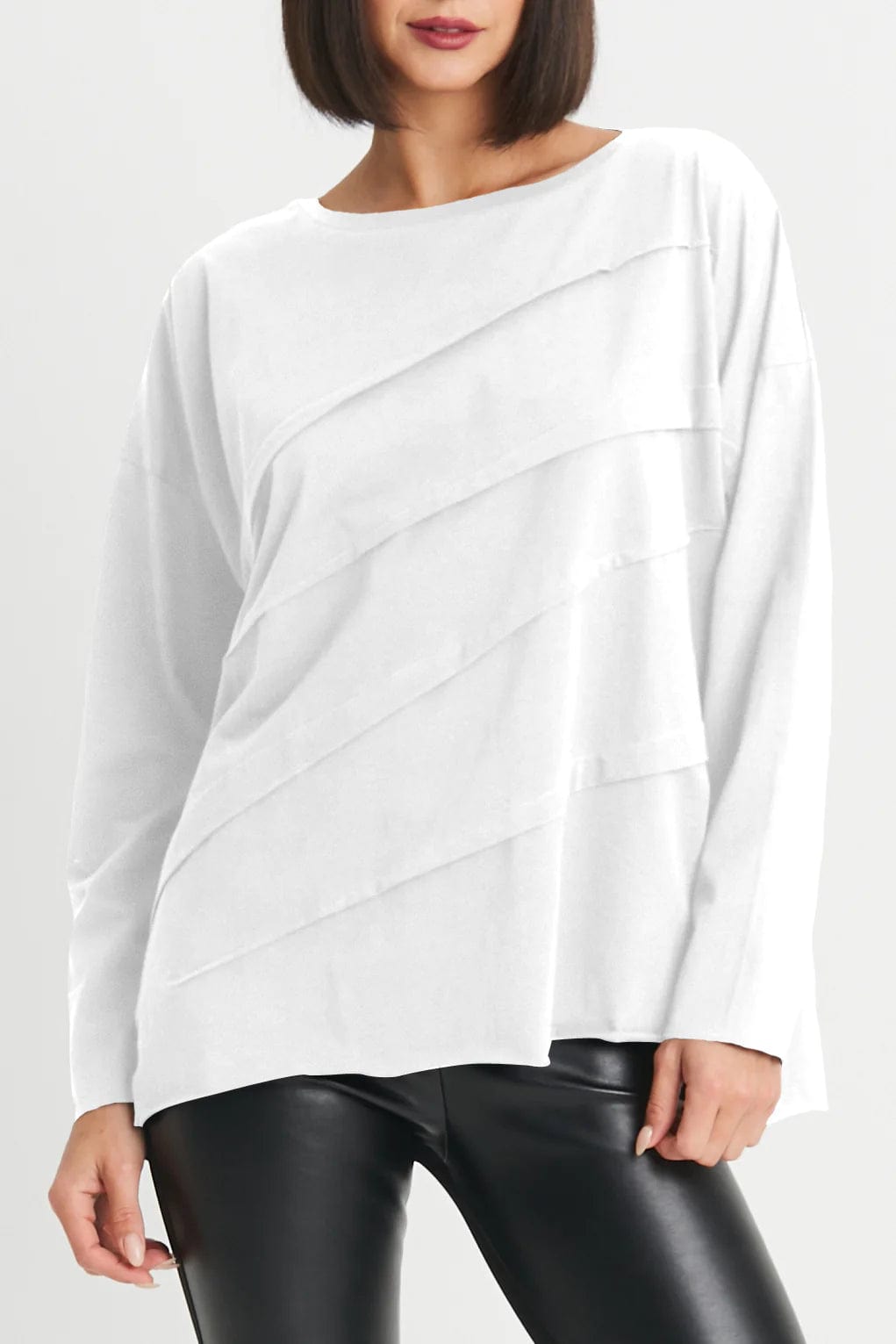 PLANET by Lauren G Women's Shirts & Tops White / One Size Planet Pima Cotton Tucked Boxy Tee