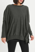 PLANET by Lauren G Women's Sweaters Forest / One Size Pima Cotton Oversized Crew Neck Knit