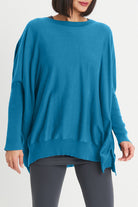 PLANET by Lauren G Women's Sweaters Lake / One Size Pima Cotton Oversized Crew Neck Knit