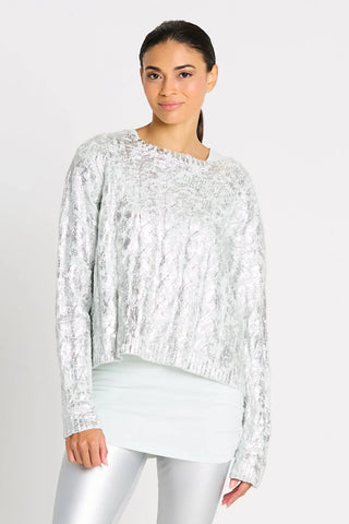 Planet Pima Cotton Mini Foil Cable Crewneck Sweater