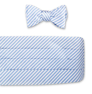 R Hanauer Carolina Blue/White Sherman Stripes Cummerbund Set