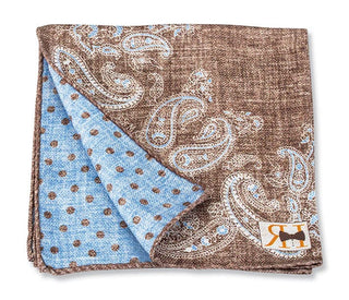 Planters Exchange Men's Pocket Square Brown R Hanauer Brown Paisley Dot Pocket Square