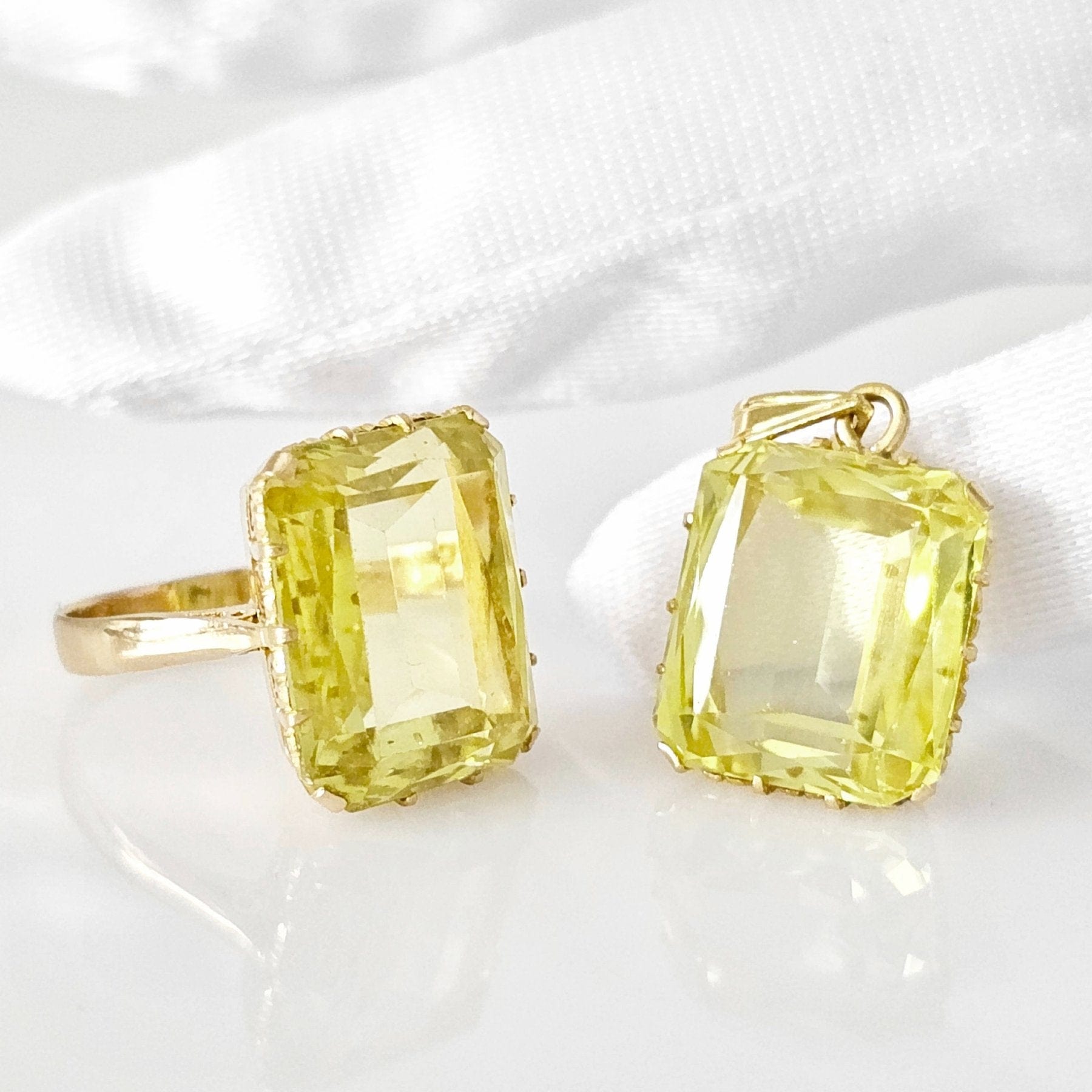 Pretty Diamonds Rings Chrysoberyl Ring and Pendant Set