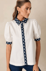 White/Navy Dot