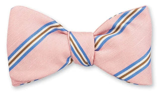 R. Hanauer Men's Bowtie Pink R Hanauer Pin/Blue/Tan Stripe Bowtie