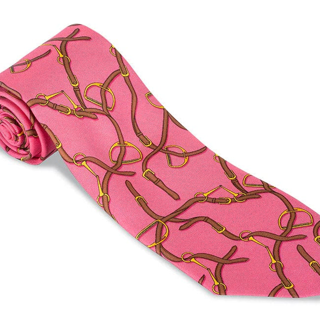 R. Hanauer Men's Necktie Pink R Hanauer Blue Stirrups Necktie