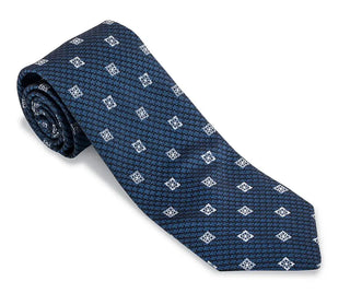 R Hanauer - Black/Blue Heather Medallions Necktie