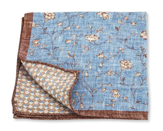 R. Hanauer Men's Pocket Square Blue Brown R Hanauer Blue/Brown Floral Pocket Square