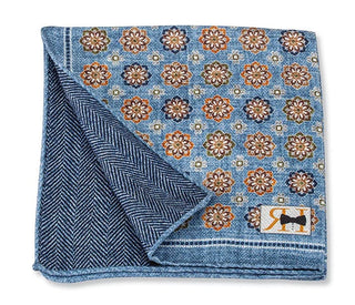 R. Hanauer Men's Pocket Square Blue R Hanauer Blue Medallion Pocket Square