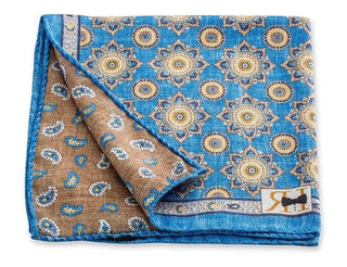 R. Hanauer Men's Pocket Square Cobalt Blue R Hanauer Cobalt Medallion/Pine Pocket Square