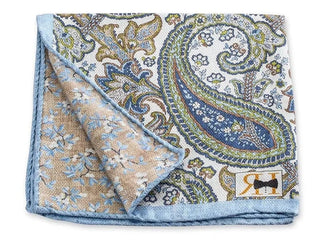 R. Hanauer Men's Pocket Square Natural R Hanauer Paisley/Flower Pocket Square