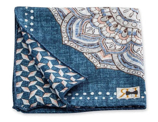 R. Hanauer Men's Pocket Square Navy R Hanauer Large Medallion/Diamonds Pocket Square