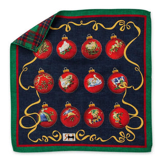 R Hanauer Navy Christmas Balls Pocket Square R. Hanauer