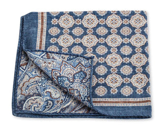 R. Hanauer Men's Pocket Square Navy R Hanauer Navy Paisley Pocket Square