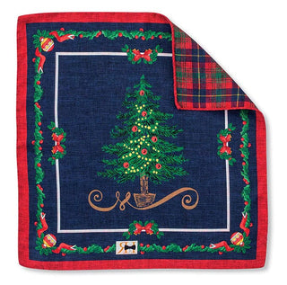 R. Hanauer Men's Pocket Square Navy R Hanauer Red Christmas Tree Pocket Sqaure