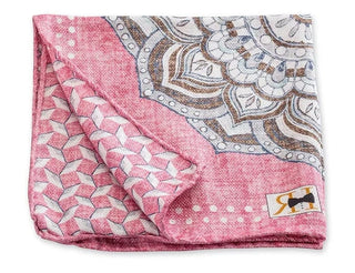 R. Hanauer Men's Pocket Square Pink R Hanauer Large Medallion/Diamonds Pocket Square