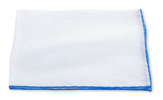 R. Hanauer Men's Pocket Square R Hanauer - White Linen W/Colored Border Pocket Square