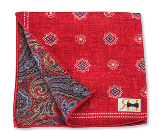 R. Hanauer Men's Pocket Square Red R Hanauer Red Medallion Pocket Square