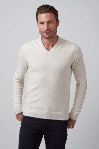 Raffi Men's Sweaters Ivory / Medium Raffi - The Garrett Cashmere V-neck Sweater