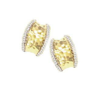 Raymond Mazza Earrings 14kt Hammered Earring w/ 1.20ct Diamonds