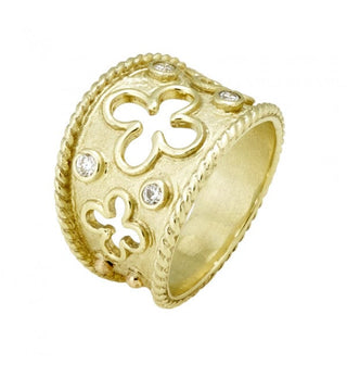 Raymond Mazza Rings 14kt Clover Ring w/ 16.pts Diamonds