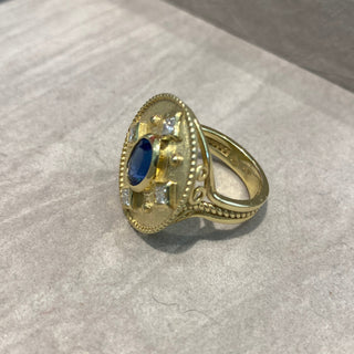 Raymond Mazza Rings 14kt Gold 1.30ct Kyanite Ring w/ .41 Diamonds