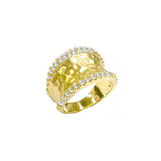 Raymond Mazza Rings 14kt Gold Hammered Ring w/ .64pt Diamonds