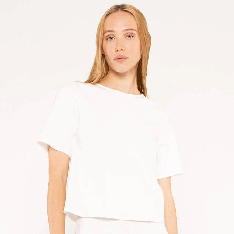 Ripley Rader Women's Shirts & Tops Off White / 2 (S) Ripley Rader Ponte Knit Short Sleeve Top Extended
