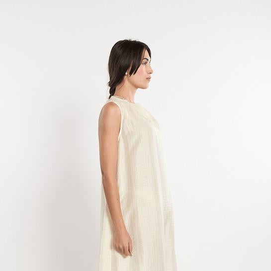 Rocco Ragni Women's Dresses Ivory / Extra Small Long Dress w/ Neck Detail