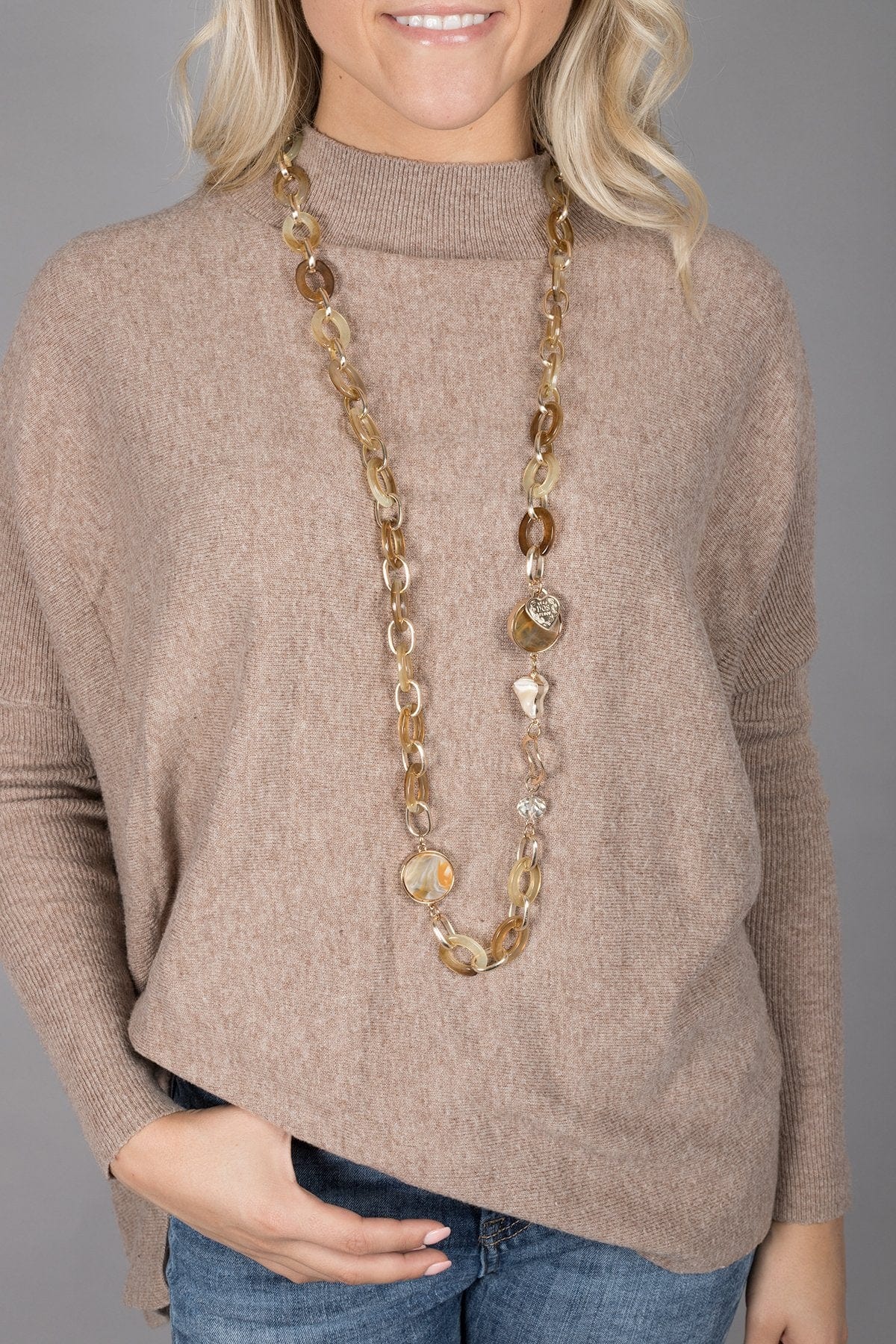 Saachi Necklaces Aisha Glass Beads Long Gold Necklace