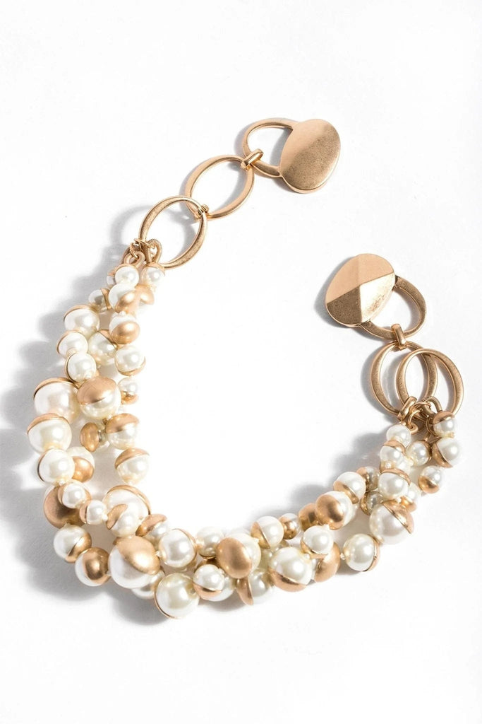 Saachi Necklaces Half Moon Pearl Gold Plated Necklace