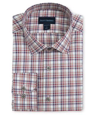 Scott Barber Men's Shirts Burgundy / Medium Scott Barber Men's Tattersall Shirt