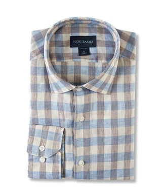 Scott Barber Linen Bold Gingham Shirt