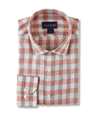 Scott Barber Linen Exploded Gingham Shirt